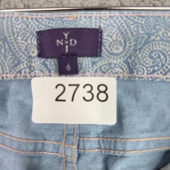 NYDJ Rachel Roll Cuff Ankle Jeans Women’s 6 Blue Paisley Print Mid Rise - Picture 8 of 15